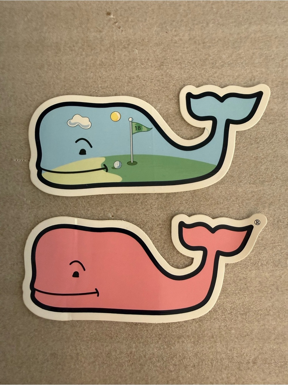 Vineyard Vines Exclusive Golf Whale Sticker & Pink Whale Sticker